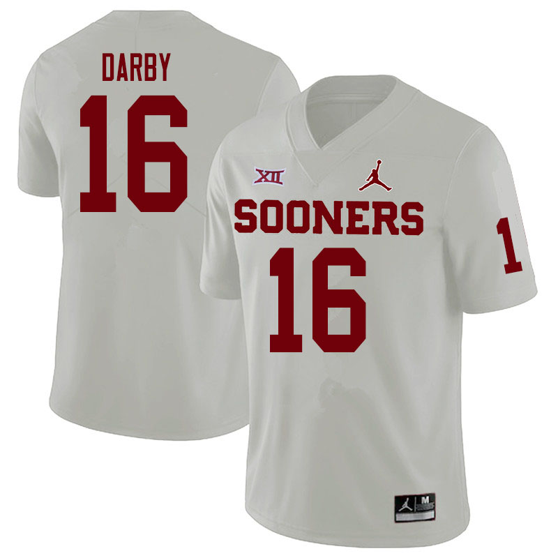 Men #16 Brian Darby Oklahoma Sooners College Football Jerseys Sale-White